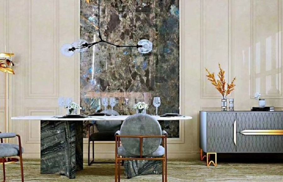 Labradorite granite wall 