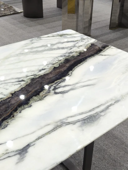 Panda White Marble Top Dining Table Rectangle For 6 price